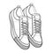 Shoe Line Drawing. Shoes sneaker outline drawing vector, black line sneaker. vector Illustration.