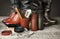 Shoe polish, brushes for boots and shoes