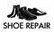 Shoe repair logo. Silhouettes of trekking boots, womens boots and classic shoes