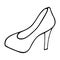 Shoe with a rounded toe. Side view. Women\\\'s shoes with high heels. Doodle style. Ladies accessory