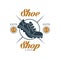 Shoe shop logo, estd 1963, vintage badge for company identity, footwear brand, shoemaker or shoes repair vector