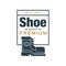 Shoe shop premium logo, estd 1963 vintage badge for footwear brand, shoemaker or shoes repair vector Illustration