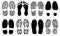 Shoe sole, foot feet, footprints human shoes silhouette vector.