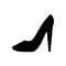 Shoe with stiletto high heel for woman. Black silhouette footwear. Vector illustration