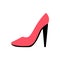 Shoe with stiletto high heel for woman. Red footwear. Vector illustration
