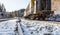 Shoe. Train. Rusty. Snow. Mountains. Winter. Forest