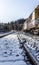 Shoe. Train. Rusty. Snow. Winter. Forest. Hills