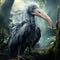 Shoebill Balaeniceps rex of big beak bird Uganda. Detail wildlife scene from Central Africa