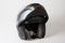 Shoei new gray black shiny motorcycle flip up helmet with modern flip-front isolated