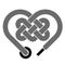 Shoelace celtic heart black symbol