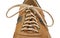 Shoelace in close up and brown shoe