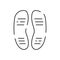 Shoemaker line icon. Shoes on heels measurement of length, dimensions and size chart for client in shops or stores