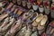 Shoes in arabian style, market of Dubai