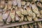 Shoes in arabian style, market of Dubai. Selective Focus