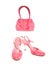 Shoes with elegant pink handbag