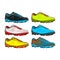 Shoes football with color set vector left right