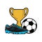 Shoes football with trophy and ball illustration vector