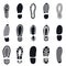 Shoes footprint silhouette vector set