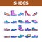 Shoes Footwear Shop Collection Icons Set Vector