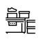 Shoes packaging conveyor line icon vector illustration