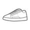 Shoes sneaker outline drawing vector, Sneakers drawn in a sketch style, black line sneaker trainers template outline, vector Illus