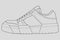 Shoes sneaker outline drawing vector, Sneakers drawn in a sketch style, black line sneaker trainers template outline, vector Illus