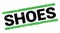 SHOES text on green rectangle stamp sign