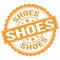 SHOES text on orange round stamp sign