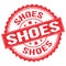 SHOES text on red round stamp sign