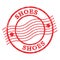 SHOES, text written on red  postal stamp