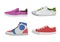 Shoes. Types of footwear. Mens or womens clothes for sport and casual wear. Side view of trendy sneaker and slip-on