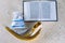 Shofar, Torah and gift bag with number 13. According to Jewish law, a boy is deemed a bar mitzvah when he turns 13.