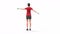 Sholder Raise Woman exercise animation 3d model on a white background in the red t-shirt. Low Poly Style