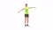 Sholder Raise Woman exercise animation 3d model on a white background in the Yellow t-shirt. Low Poly Style