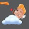 Shooting and aiming with a bow and arrow little cupid character. Vector illustration of a baby cherub mascot in a diaper sticking