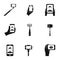 Shooting on cell phone icons set, simple style
