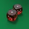 Shooting craps or dice on green felt background