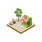 Shooting gallery isometric 3D element