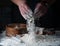 Shooting hands with flour