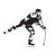 Shooting ice hockey player, vector silhouette