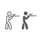 Shooting line and glyph icon, hunting and shotgun, man with riffle sign, vector graphics, a linear pattern on a white