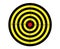 Shooting mark in black, red, and yellow colors