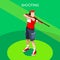 Shooting Player Summer Games Icon Set.3D Isometric Shooter Athlete.Sporting Championship International Shooting Competition