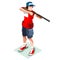 Shooting Player Summer Games Icon Set.Olympics 3D Isometric Shooter Athlete.Sporting Championship International Shooting