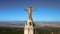 Shooting of the sculpture of Jesus Christ towering over the temple of All Saints on mount Tibidabo in Barcelona