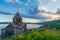 Shooting of Sevanavank Monastery dramatic sky at sunset