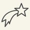 Shooting star line icon. Christmas falling star outline style pictogram on white background. Glowing comet with trail