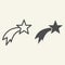 Shooting star line and solid icon. Christmas falling star outline style pictogram on white background. Glowing comet