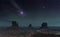 Shooting star shining above monument valley, Utah