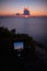 shooting sunset above the sea on the phone
